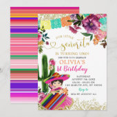 Invitation Coloré Mexicain Senorita Premier anniversaire (Devant / Derrière)