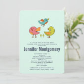 Invitation Coloré mignon Baby shower d'oiseaux Whimsical (Debout devant)