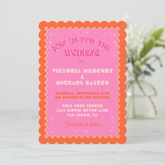 Invitation Coloré Mod brillant Gras Mariage rétro (Debout devant)