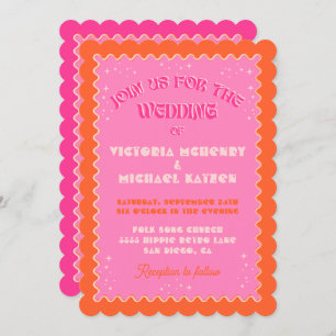 Invitation Coloré Mod brillant Gras Mariage rétro