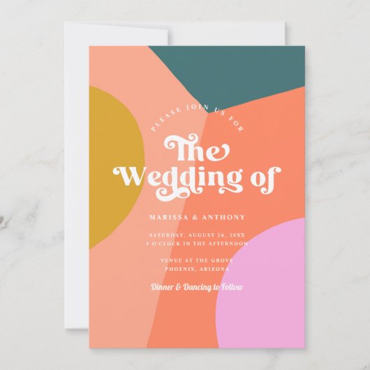 Invitation Coloré Moderne Mariage QR Code Retour (Devant)