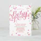 Invitation Coloré moderne rose fille bébé saupoudrer Invitati (Debout devant)