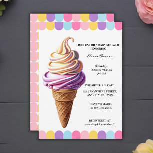 Invitation Coloré Pastel Crème de glace Baby shower Sundae
