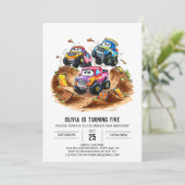 Invitation Coloré Pastel Monster Camion Anniversaire (Debout devant)