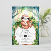 Invitation Coloré Pastel Sloth Anniversaire (Debout devant)