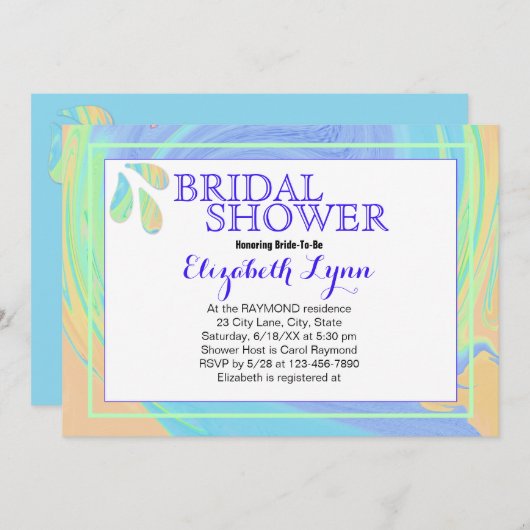 Invitation Coloré Pastel Splash Paint Swirl Modèle (Devant / Derrière)