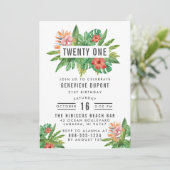 Invitation Coloré Plantes tropicaux Vingt et un fête d'annive (Debout devant)