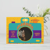Invitation Coloré Retro Fun Party Custom Graduate Photo (Debout devant)