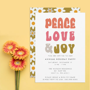 Invitation Coloré Rétro Groovy Paix Amour Joie Vacances
