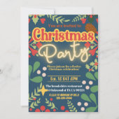 Invitation Coloré rétro moderne botanique de Noël (Devant)