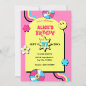 Invitation Coloré rétro pop fun pastel anniversaire (Devant)
