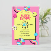 Invitation Coloré rétro pop fun pastel anniversaire (Debout devant)