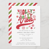 Invitation Coloré Retro Super Holly Jolly Vibes (Devant / Derrière)