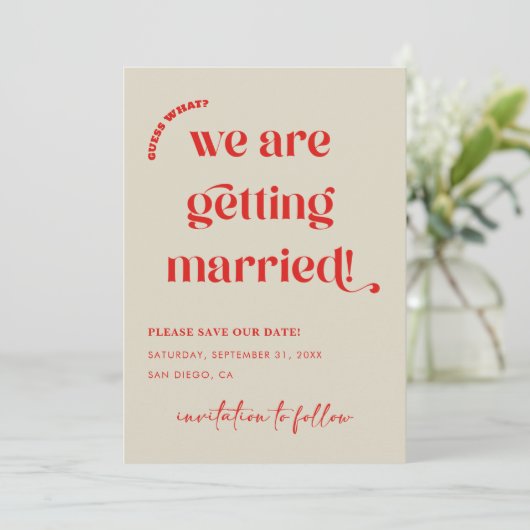 Invitation Coloré Rétro Thème Enregistrer La Date (Debout devant)