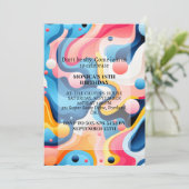 Invitation Coloré Retro Wavy Imprimer Anniversaire (Debout devant)