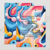 Invitation Coloré Retro Wavy Imprimer Anniversaire (Devant / Derrière)