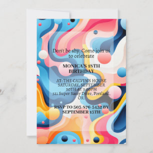 Invitation Coloré Retro Wavy Imprimer Anniversaire