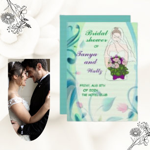 Invitation Coloré rose floral Fête des mariées frontière