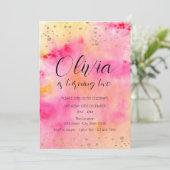 Invitation Coloré rose Jaune Tie Dye Fille fête d'anniversair (Debout devant)