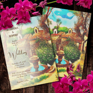 Invitation Coloré Rustic Village Fontaine Mariage mexicain