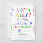 Invitation Coloré Simple Garçon Anniversaire (Devant)