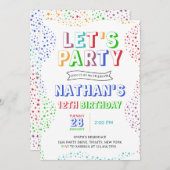 Invitation Coloré Simple Garçon Anniversaire (Devant / Derrière)