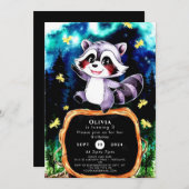 Invitation Coloré Simple Raccoon Anniversaire (Devant / Derrière)