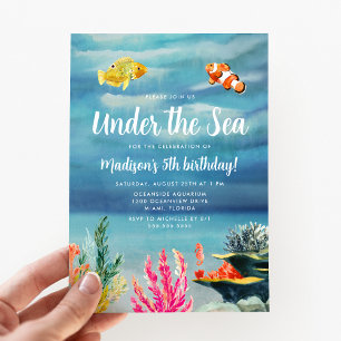 Invitation Coloré sous la mer Anniversaire