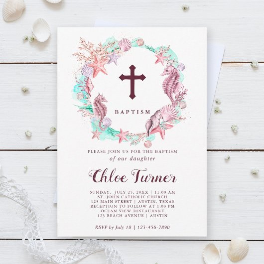 Invitation Coloré sous la mer Wreath Baptism