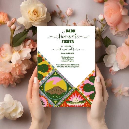 Invitation Coloré Super Fiesta Retro Baby shower mexicain