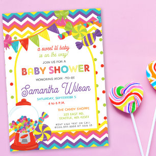 Invitation Coloré Sweet Fun Candy Baby shower à thème