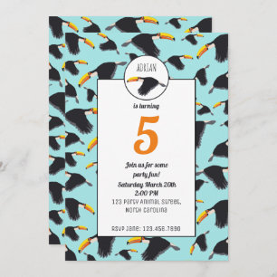 Invitation Coloré Toucan Tropical Bird Motif Anniversaire