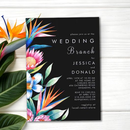 Invitation Coloré Tropical Floral Mariage
