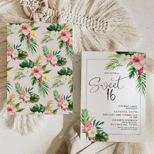 Invitation Coloré Tropical Floral Summer Sweet 16 Anniversair