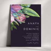 Invitation Coloré Tropical Traditionnel | Mariage violet