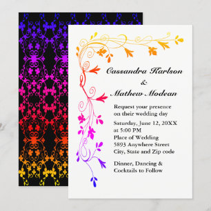 Invitation Coloré Vin Floral Mariage Élégant Botanique