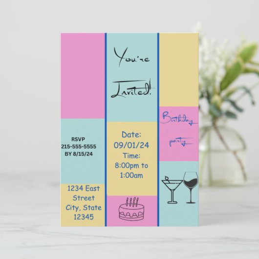 Invitation colorée (Debout devant)