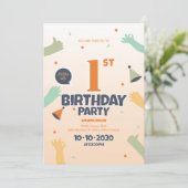 Invitation colorée 1er anniversaire (Debout devant)