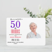 Invitation colorée 50 ans & Fabuleuse (Debout devant)