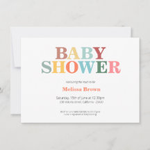 Invitation colorée à une baby shower