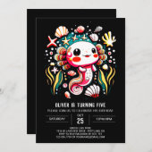 Invitation Colorée Axolotl Boho Fête d'anniversaire (Devant / Derrière)