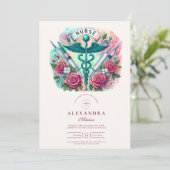 Invitation Colorée Caduceus Nurse Graduation avec Syringes (Debout devant)