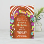 Invitation Colorée Candy Wonderland Deuxième anniversaire (Debout devant)