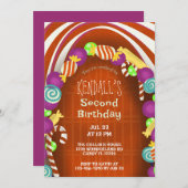 Invitation Colorée Candy Wonderland Deuxième anniversaire (Devant / Derrière)