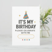 Invitation colorée « C'est mon anniversaire » (Debout devant)