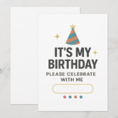 Invitation colorée « C'est mon anniversaire » (Devant / Derrière)