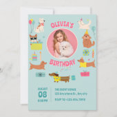 Invitation Colorée Chiens mignons photo Anniversaire (Devant)