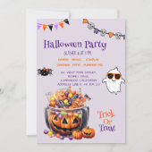 Invitation Colorée Citrouille Candy Enfants Halloween Traitem (Devant)