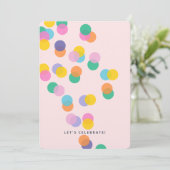 Invitation Colorée Confetti Douche rose Fille Anniversaire (Debout devant)