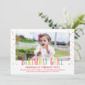 Invitation Colorée Confetti Girl Photo Anniversaire (Debout devant)